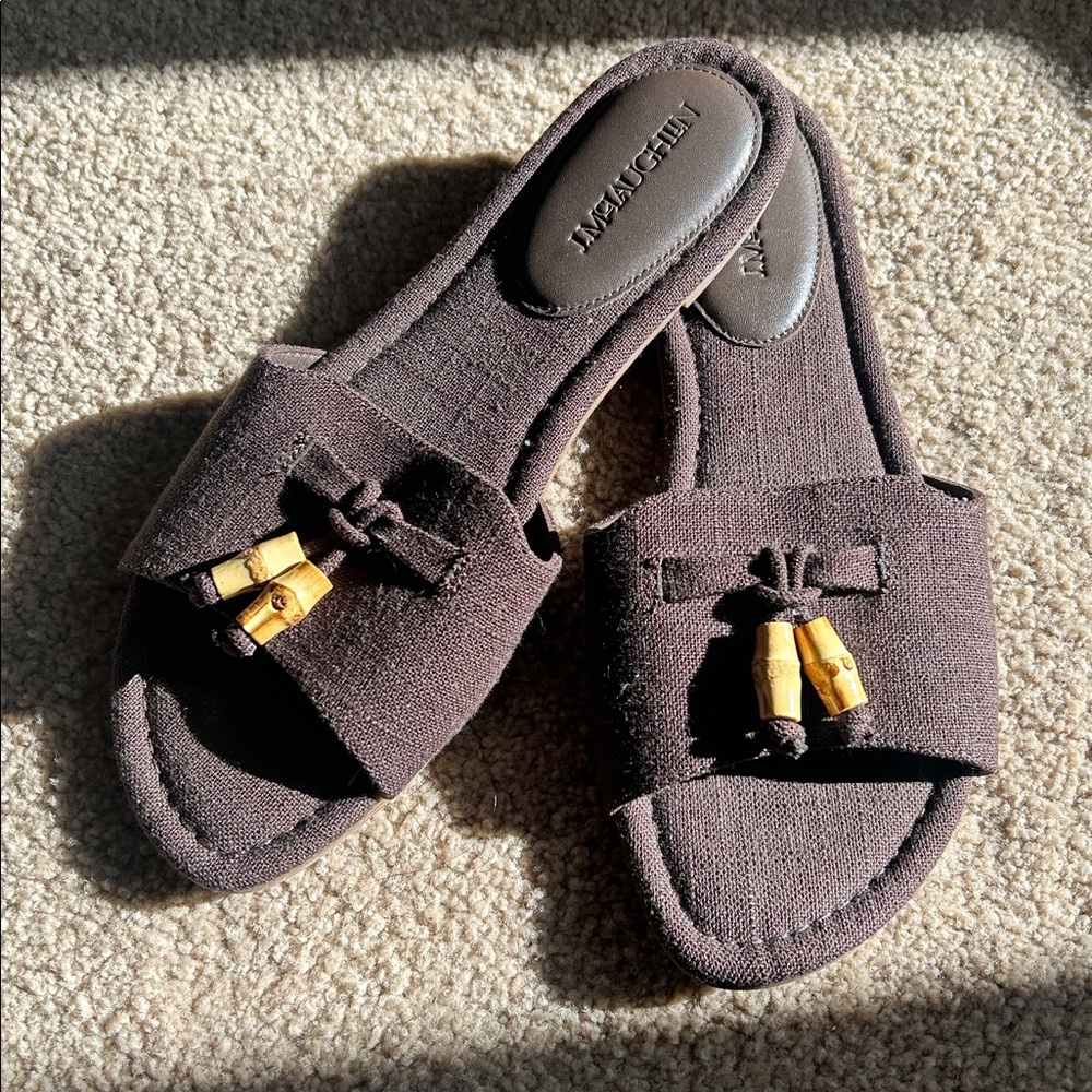 J.McLaughlin Ciara Linen Slides with Bamboo Tassel. NWOT. Size 9.5
